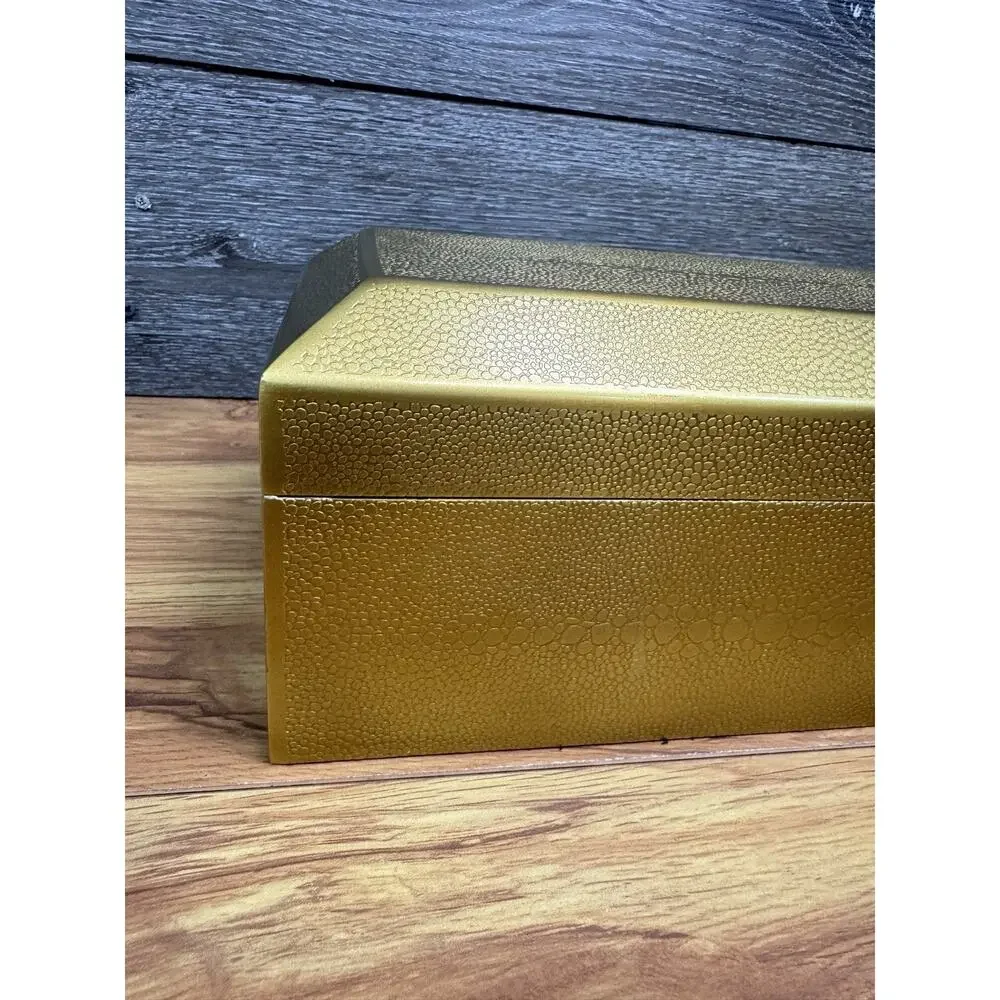 Restoration Hardware RH Etched Brass Faux Shagreen Decorative Box 11x6x5”